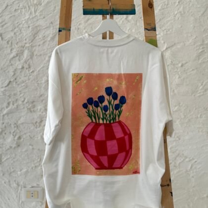 Blue Tulips in Pink Vase Tee