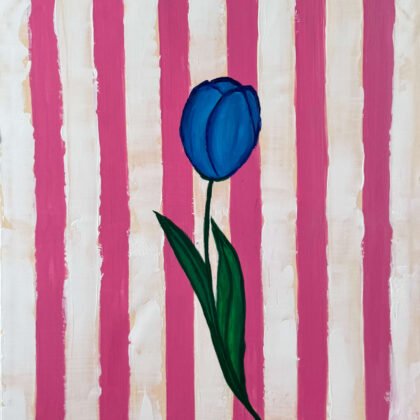 Blue Tulip on Pink Stripes