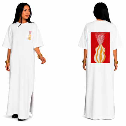 Baby breath on Orange Vase T-Dress